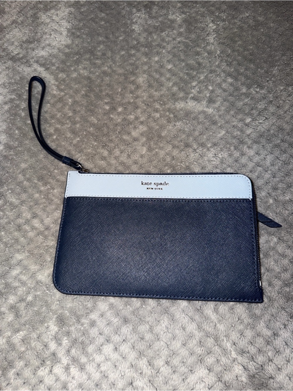 kate spade navy and white wristlet pouch